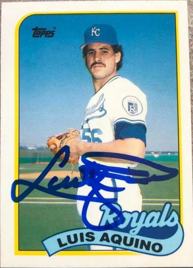 Luis Aquino Signed 1989 Topps Tiffany Baseball Card - Kansas City Royals