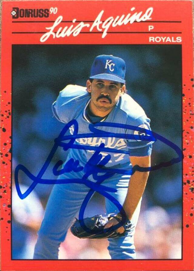 Luis Aquino Signed 1990 Donruss Baseball Card - Kansas City Royals - PastPros