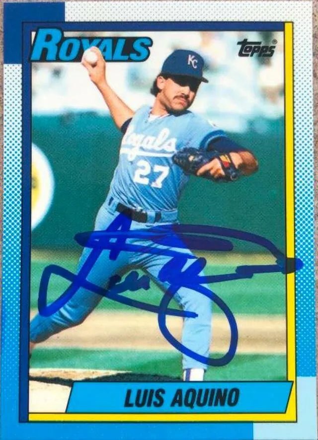 Luis Aquino Signed 1990 Topps Tiffany Baseball Card - Kansas City Royals