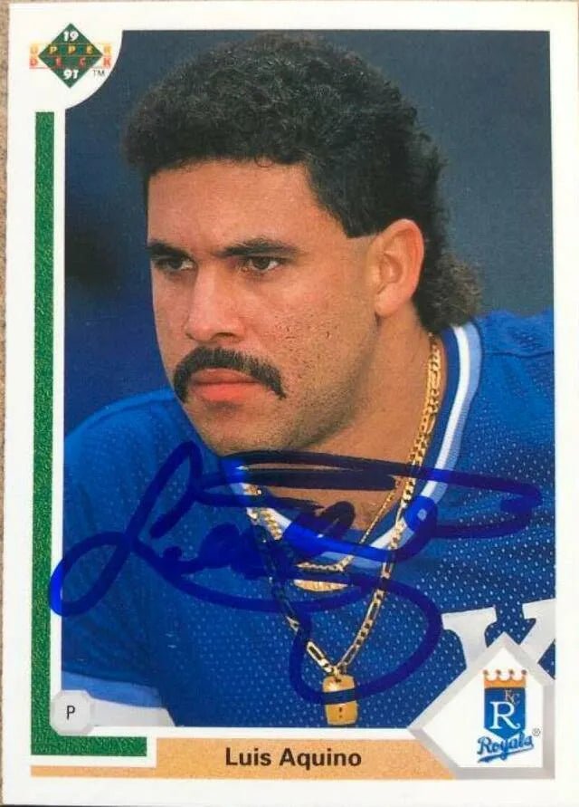 Luis Aquino Signed 1991 Upper Deck Baseball Card - Kansas City Royals