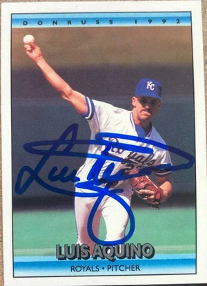 Luis Aquino Signed 1992 Donruss Baseball Card - Kansas City Royals