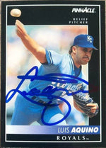 Luis Aquino Signed 1992 Pinnacle Baseball Card - Kansas City Royals