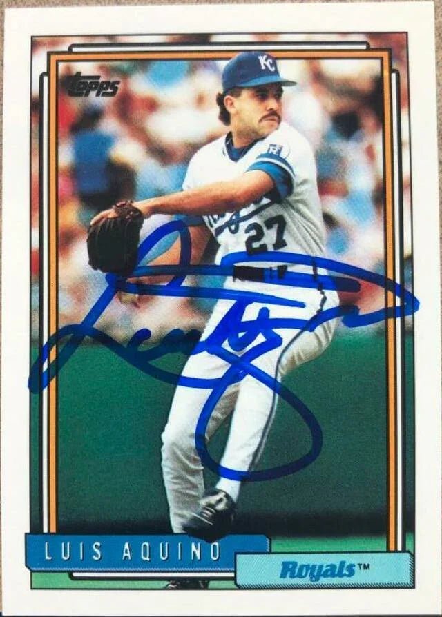 Luis Aquino Signed 1992 Topps Baseball Card - Kansas City Royals