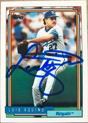 Luis Aquino Signed 1992 Topps Baseball Card - Kansas City Royals