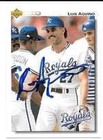 Luis Aquino Signed 1992 Upper Deck Baseball Card - Kansas City Royals