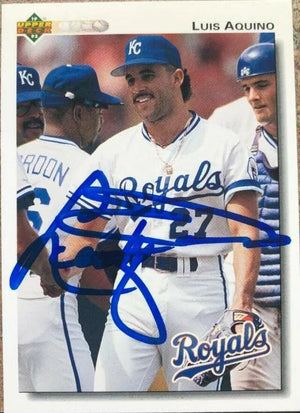 Luis Aquino Signed 1992 Upper Deck Baseball Card - Kansas City Royals