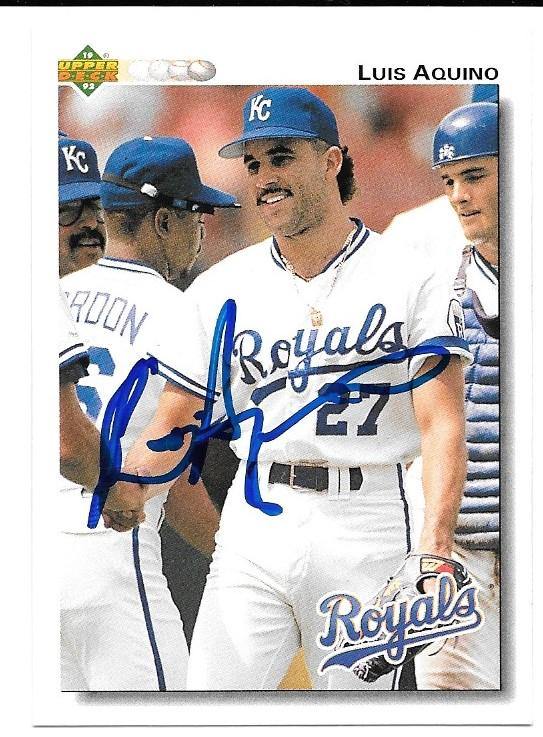 Luis Aquino Signed 1992 Upper Deck Baseball Card - Kansas City Royals - PastPros