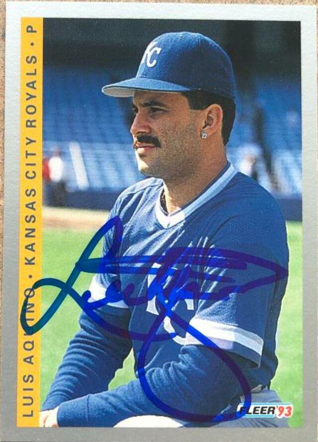Luis Aquino Signed 1993 Fleer Baseball Card - Kansas City Royals - PastPros