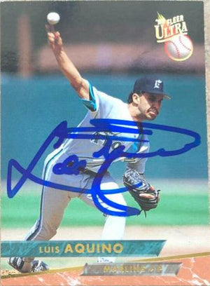 Luis Aquino Signed 1993 Fleer Ultra Baseball Card - Florida Marlins - PastPros