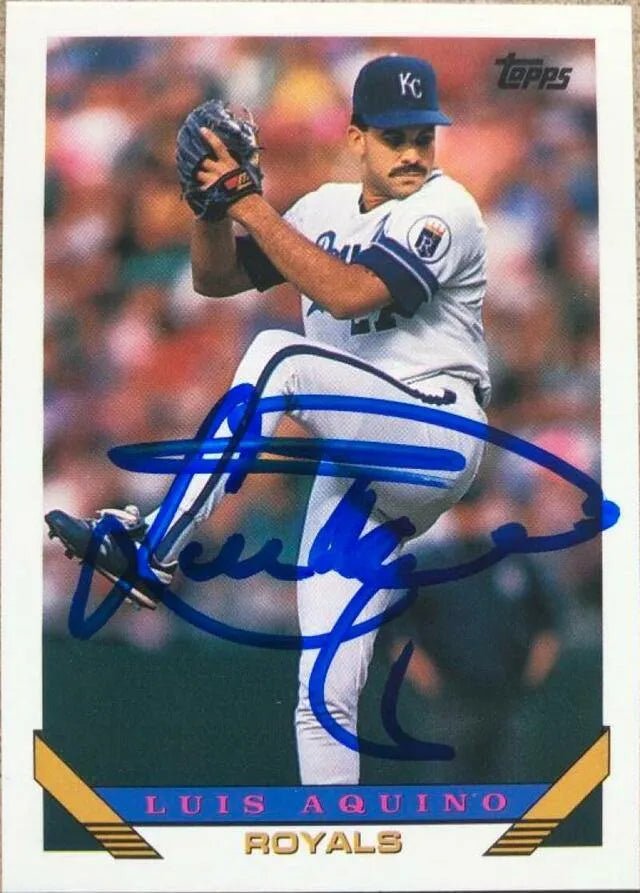 Luis Aquino Signed 1993 Topps Baseball Card - Kansas City Royals