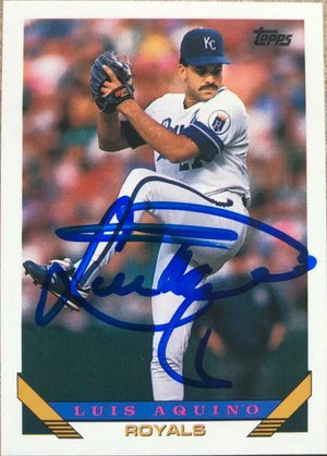 Luis Aquino Signed 1993 Topps Baseball Card - Kansas City Royals
