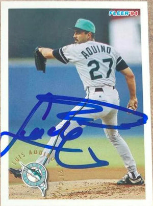 Luis Aquino Signed 1994 Fleer Baseball Card - Florida Marlins