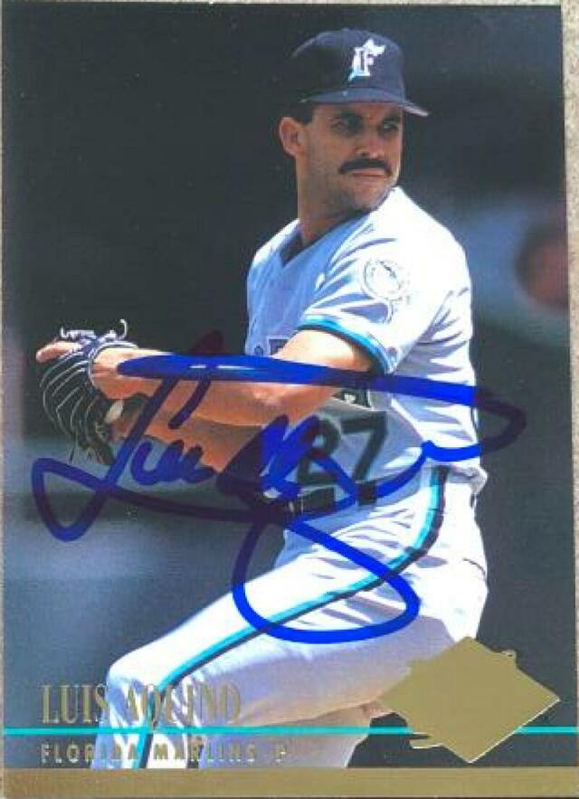 Luis Aquino Signed 1994 Fleer Ultra Baseball Card - Florida Marlins - PastPros