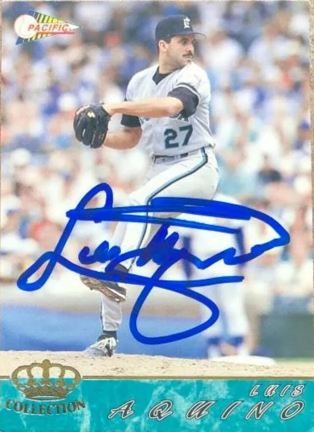 Luis Aquino Signed 1994 Pacific Crown Baseball Card - Florida Marlins