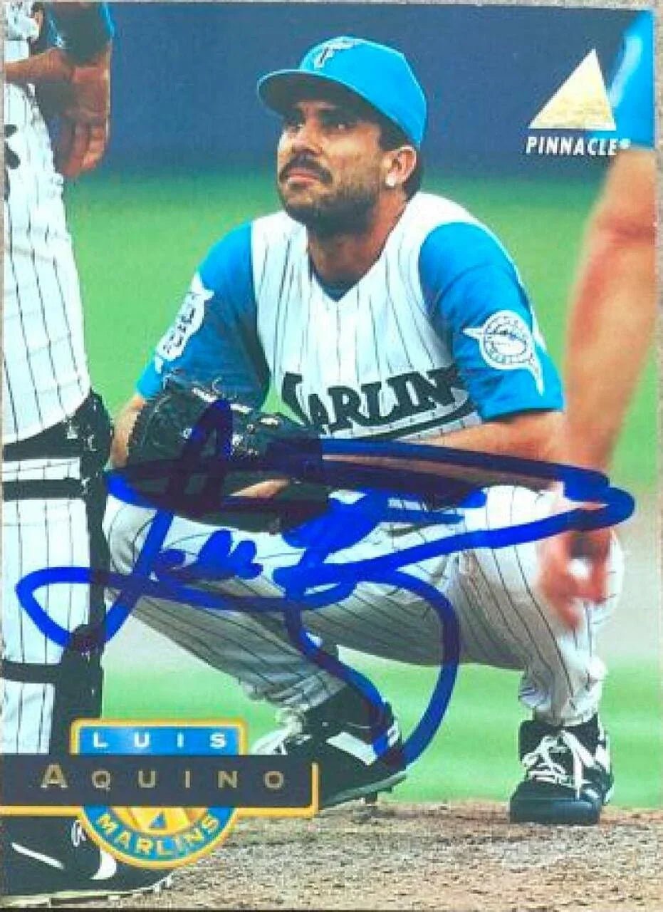 Luis Aquino Signed 1994 Pinnacle Baseball Card - Florida Marlins