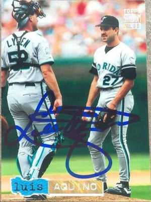 Luis Aquino Signed 1994 Stadium Club Golden Rainbow Baseball Card - Florida Marlins - PastPros
