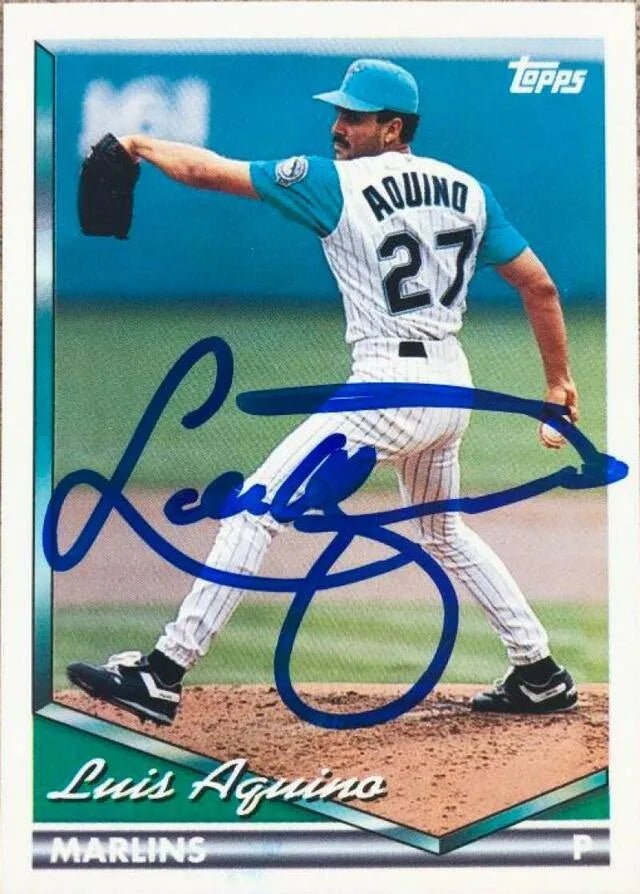 Luis Aquino Signed 1994 Topps Baseball Card - Florida Marlins