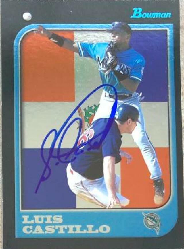 Luis Castillo Signed 1997 Bowman International Baseball Card - Florida Marlins - PastPros