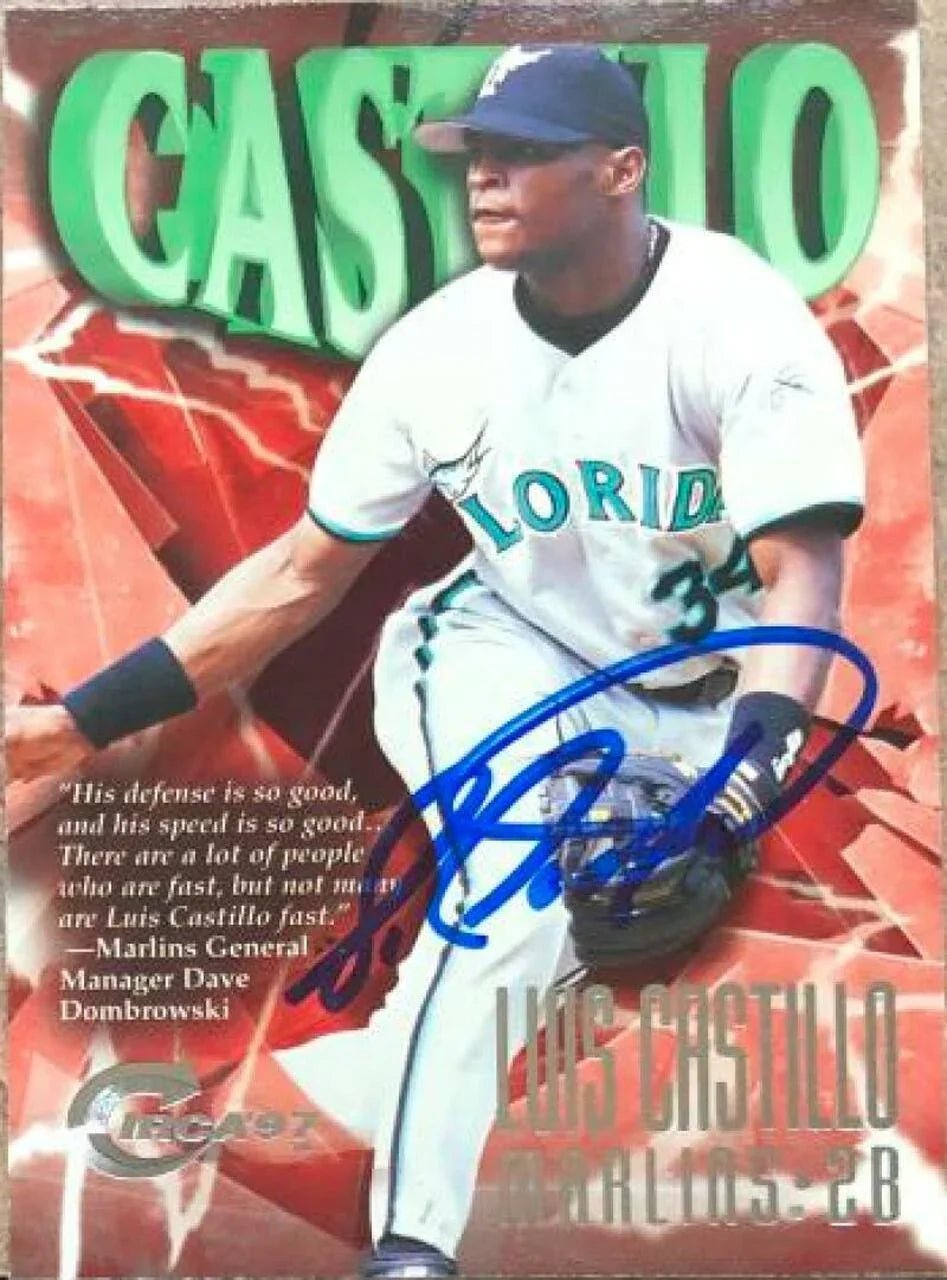 Luis Castillo Signed 1997 Circa Baseball Card - Florida Marlins