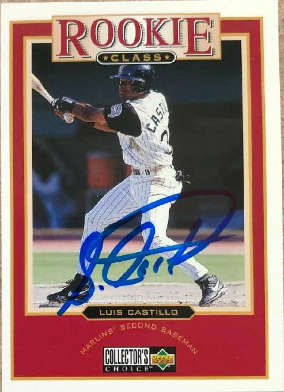 Luis Castillo Signed 1997 Collector's Choice Baseball Card - Florida Marlins