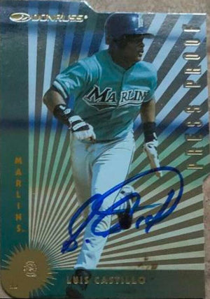 Luis Castillo Signed 1997 Donruss Gold Press Proofs Baseball Card - Florida Marlins - PastPros