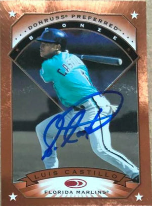 Luis Castillo Signed 1997 Donruss Preferred Baseball Card - Florida Marlins