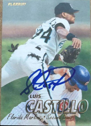 Luis Castillo Signed 1997 Fleer Baseball Card - Florida Marlins - PastPros
