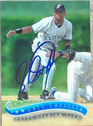 Luis Castillo Signed 1997 Stadium Club Baseball Card - Florida Marlins - PastPros