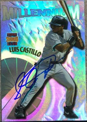 Luis Castillo Signed 1997 Stadium Club Millennium Baseball Card - Florida Marlins - PastPros