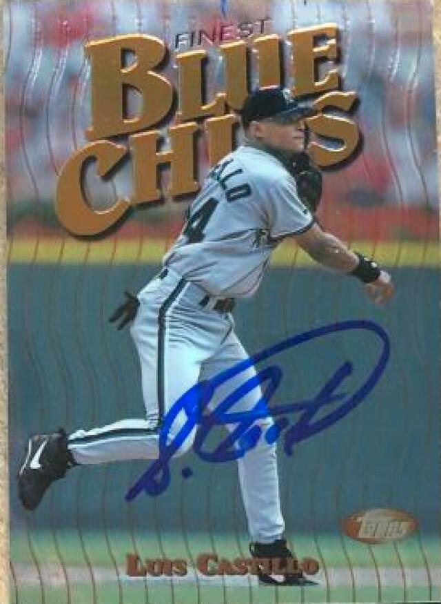 Luis Castillo Signed 1997 Topps Finest Baseball Card - Florida Marlins - PastPros