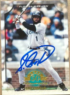 Luis Castillo Signed 1998 Leaf Baseball Card - Florida Marlins
