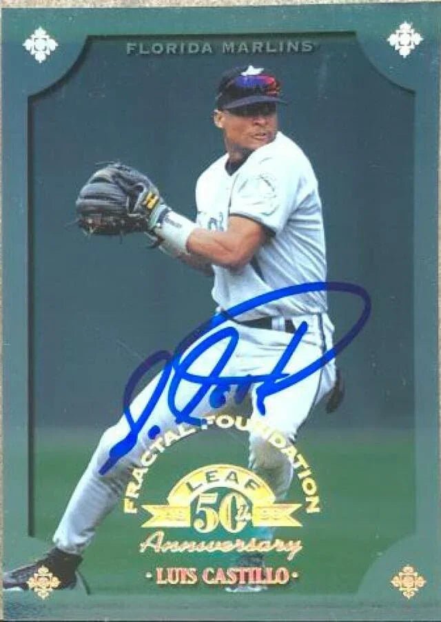 Luis Castillo Signed 1998 Leaf Fractal Foundations Baseball Card - Florida Marlins