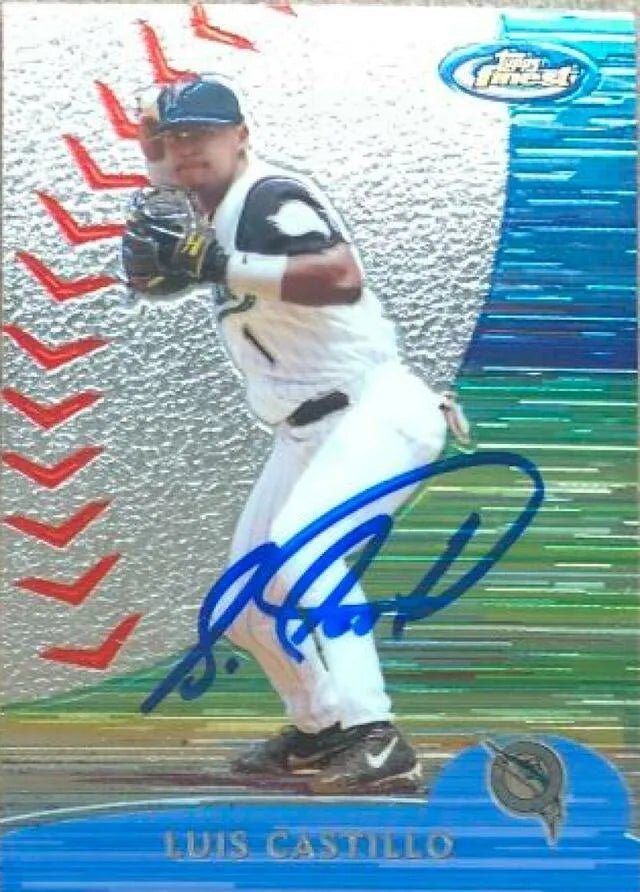 Luis Castillo Signed 2000 Topps Finest Baseball Card - Florida Marlins