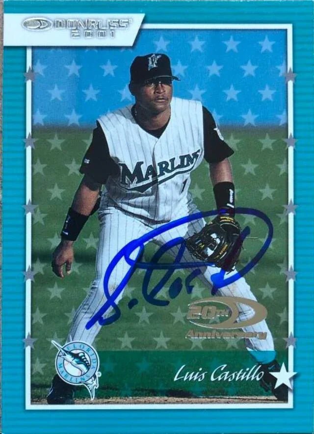 Luis Castillo Signed 2001 Donruss Baseball Card - Florida Marlins