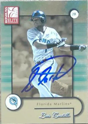 Luis Castillo Signed 2001 Donruss Elite Baseball Card - Florida Marlins