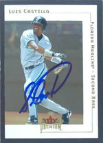 Luis Castillo Signed 2001 Fleer Premium Baseball Card - Florida Marlins