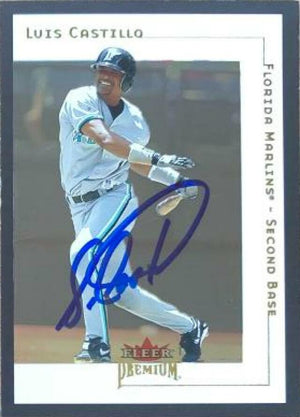 Luis Castillo Signed 2001 Fleer Premium Baseball Card - Florida Marlins - PastPros