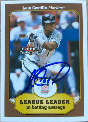 Luis Castillo Signed 2001 Fleer Tradition League Leader Baseball Card - Florida Marlins - PastPros