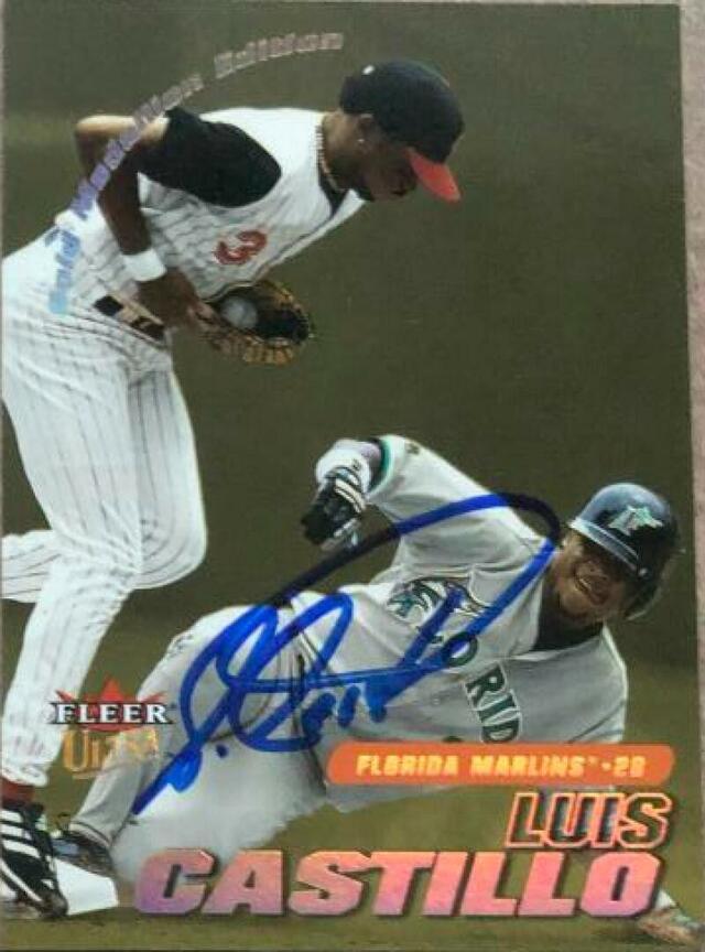 Luis Castillo Signed 2001 Fleer Ultra Gold Medallion Baseball Card - Florida Marlins - PastPros