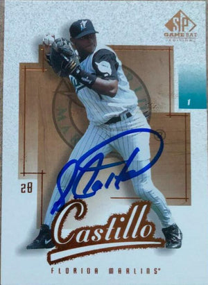 Luis Castillo Signed 2001 SP Game Bat Baseball Card - Florida Marlins - PastPros
