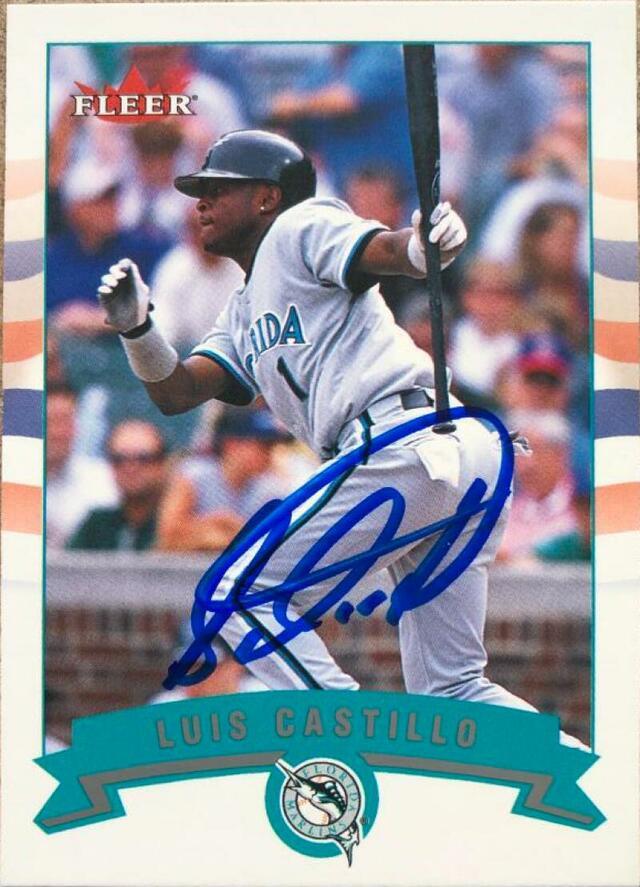 Luis Castillo Signed 2002 Fleer Baseball Card - Florida Marlins - PastPros