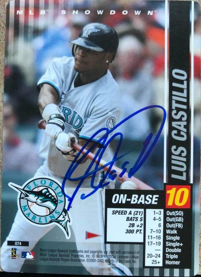 Luis Castillo Signed 2002 MLB Showdown Pennant Run Baseball Card - Florida Marlins - PastPros