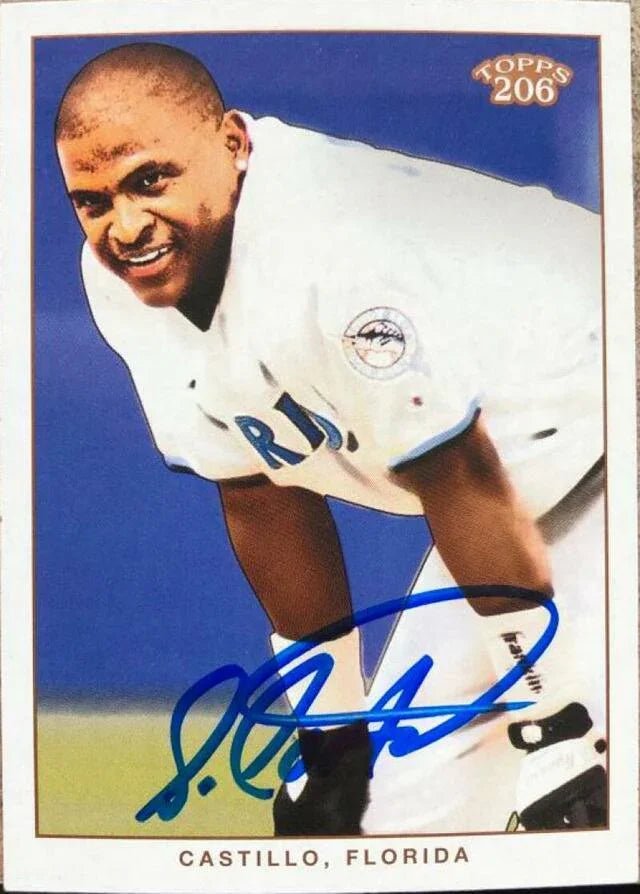 Luis Castillo Signed 2002 Topps 206 Baseball Card - Florida Marlins