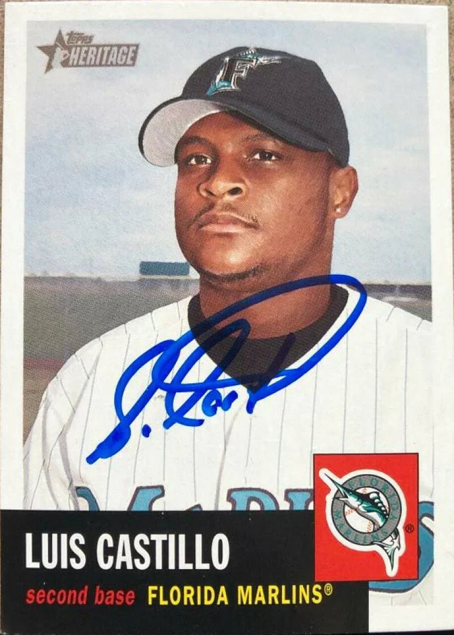 Luis Castillo Signed 2002 Topps Heritage Baseball Card - Florida Marlins
