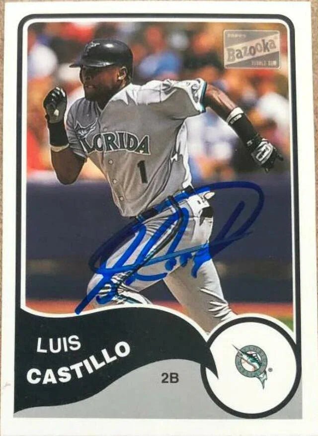 Luis Castillo Signed 2003 Bazooka Baseball Card - Florida Marlins