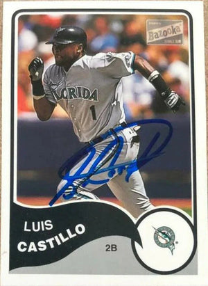 Luis Castillo Signed 2003 Bazooka Baseball Card - Florida Marlins