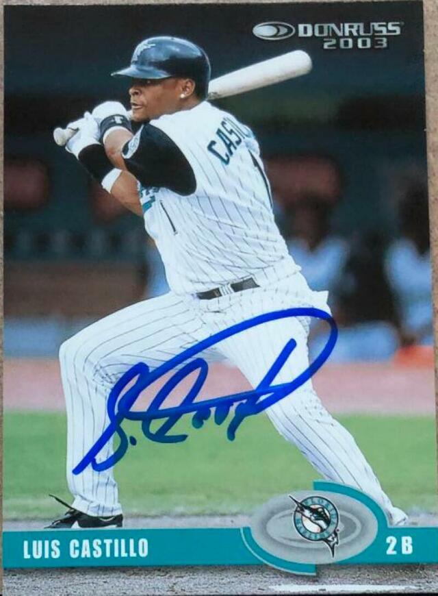 Luis Castillo Signed 2003 Donruss Baseball Card - Florida Marlins - PastPros