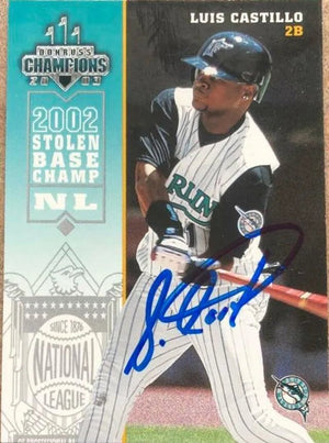 Luis Castillo Signed 2003 Donruss Champions Baseball Card - Florida Marlins