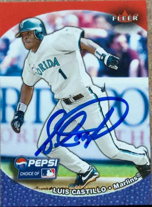 Luis Castillo Signed 2003 Fleer Pepsi Baseball Card - Florida Marlins - PastPros