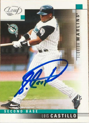 Luis Castillo Signed 2003 Leaf Baseball Card - Florida Marlins - PastPros